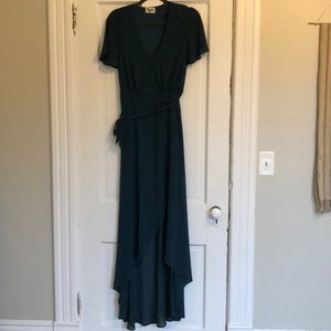 Floor length wrap chiffon dress